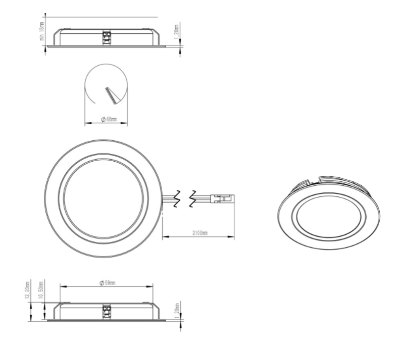 Indux Luma Indbygget køkken Multi Tone LED-sæt 3 spots rustfrit stål-look 1208972401