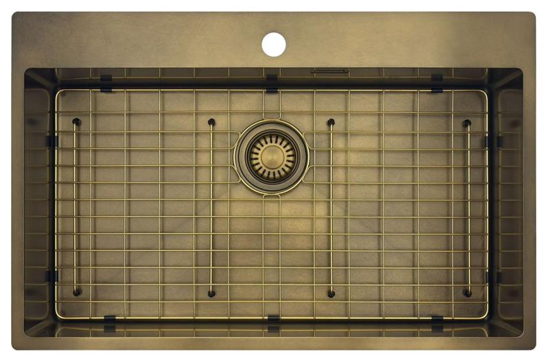 Pure.Sink Luxion Stor PVD antik bronze vask 78x50 cm Tapwing med hul til vandhane og bundrist PLX7850T-64