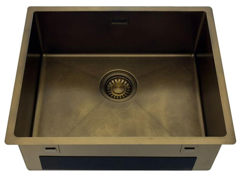 Pure.Sink Luxion PVD Antik bronze vask 50x40 cm undermontering, planmontering og påbygning med bundrist PLX5040-64