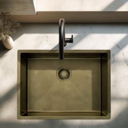 Pure.Sink Luxion PVD Antik bronze vask 55x40 cm undermontering, planmontering og påbygning  med bundrist PLX5540-64
