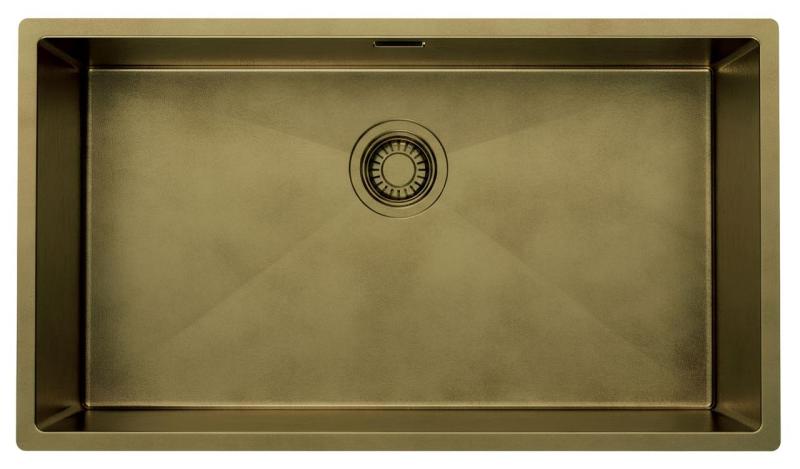 Pure.Sink Luxion Stor PVD antik bronze vask 74x40 cm undermontering, planmontering og overmontering med bundhylde PLX7440-64