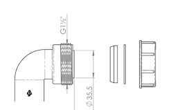 Pure.Sink UK sifonknæ-sæt med møtrik og pakninger 40 mm WSTSUK-32