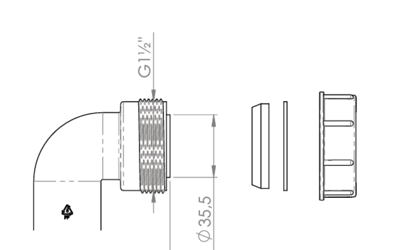 Pure.Sink UK siphon elbow kit with nut and gaskets 40mm WSTSUK-32