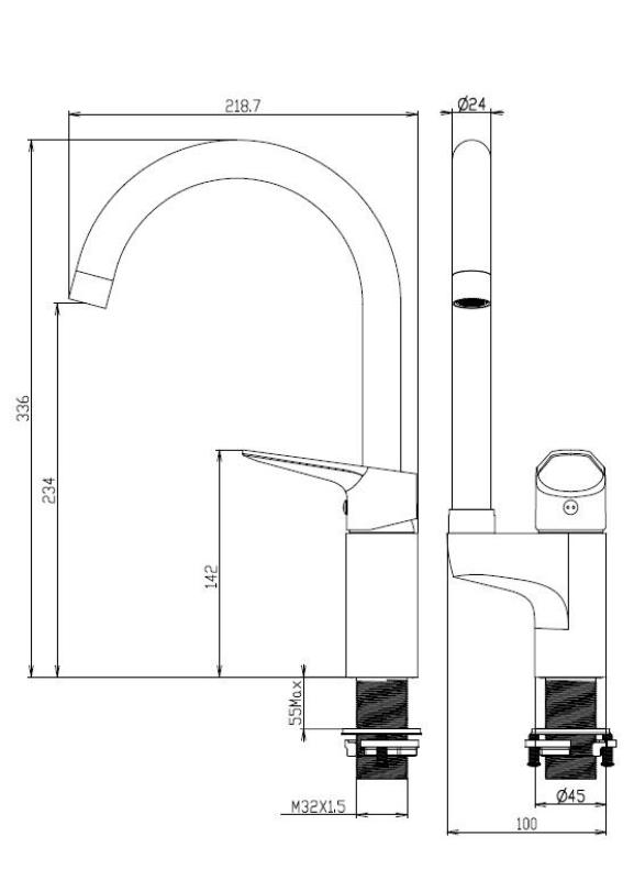Aquanello Casa Køkkenarmatur i krom med håndtag ovenpå CR-1202-CS