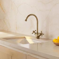 Aquanello Heritage Ascot Klassisk køkkenarmatur i nostalgisk stil, bronzefarvet med rund udløber BN-4003-HA