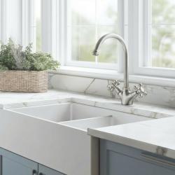 Aquanello Heritage Ascot Klassisk køkkenarmatur i rustfrit stål med rund udløber NB-4003-HA