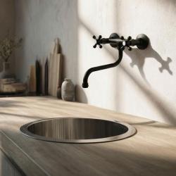 Aquanello Heritage Ascot Klassisk køkkenvægkran sort BL-4111-HA