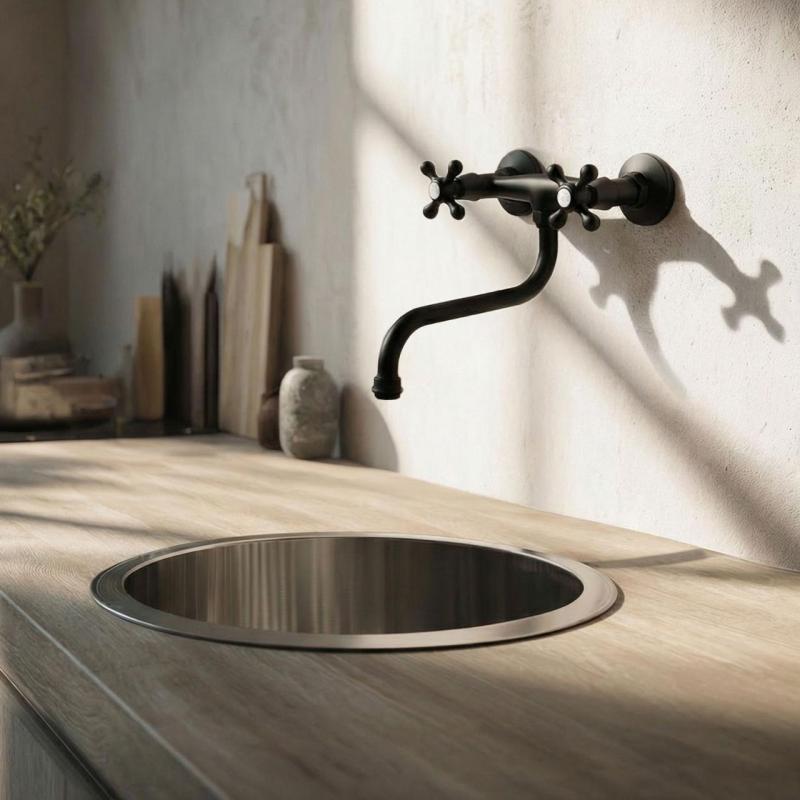 Aquanello Heritage Ascot Klassisk køkkenvægkran sort BL-4111-HA