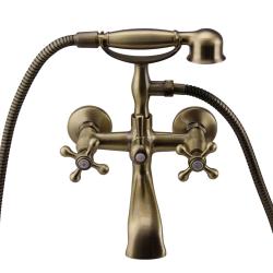 Aquanello Heritage Ascot Klassisk påbygget badekararmatur med stjerneknapper i bronze, inklusive håndbruser BN-3002-HA