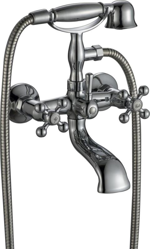 Aquanello Heritage Ascot Klassisk påbygget badekararmatur med stjerneknapper i rustfrit stål, inklusive håndbruser NB-3002-HA