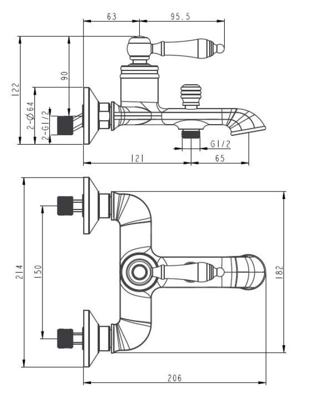 Aquanello Heritage Manor Klassisk badekararmatur Bronze BN-3001-HM