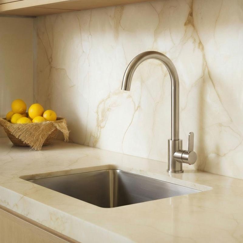 Aquanello Forma Massiv rustfri stål etgrebs køkkenarmatur med rund udløb SS-1002-FM