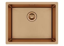 Ausmann Mosel Kombinationssæt Vask PVD Kobber 50x40 cm med køkkenarmatur, sæbedispenser og rullemåtte 1208972563