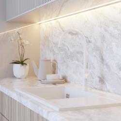 Graniteland Vira Slim Køkkenarmatur, hvid, med drejelig tud 1208972621