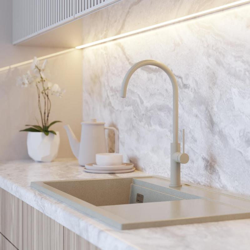 Graniteland Vira Slim Køkkenarmatur i beige med drejelig tud 1208972622