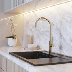 Graniteland Vira Slim Køkkenarmatur i børstet guld med drejelig tud 1208972623