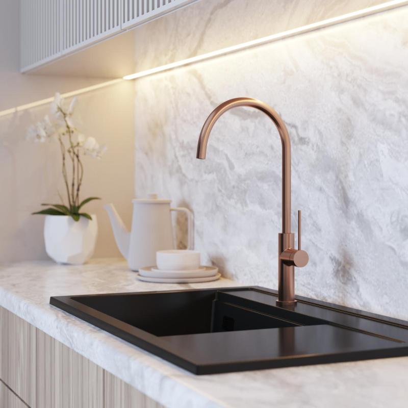 Graniteland Vira Slim Køkkenarmatur i børstet kobber med drejelig tud 1208972624