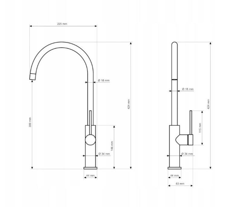 Graniteland Vira Slim Køkkenarmatur i krom med drejelig tud 1208972625
