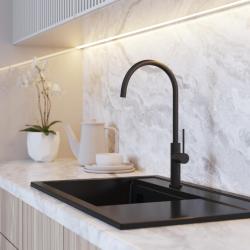 Graniteland Vira Slim Køkkenarmatur, sort, med drejelig tud 1208972626