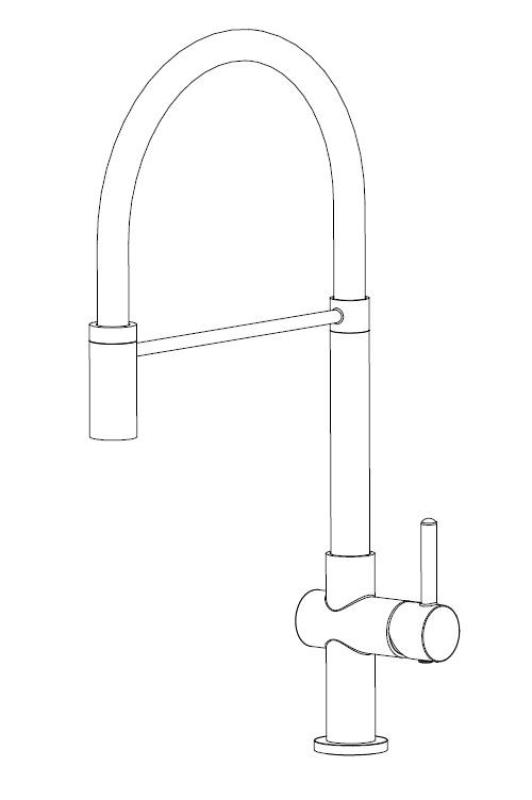 Aquanello Gastro Køkkenarmatur med fleksibel tud, krom CR-4400-GT