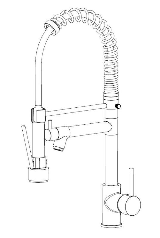 Aquanello Gastro Køkkenarmatur med professionel sprøjtefunktion, krom CR-4402-GT