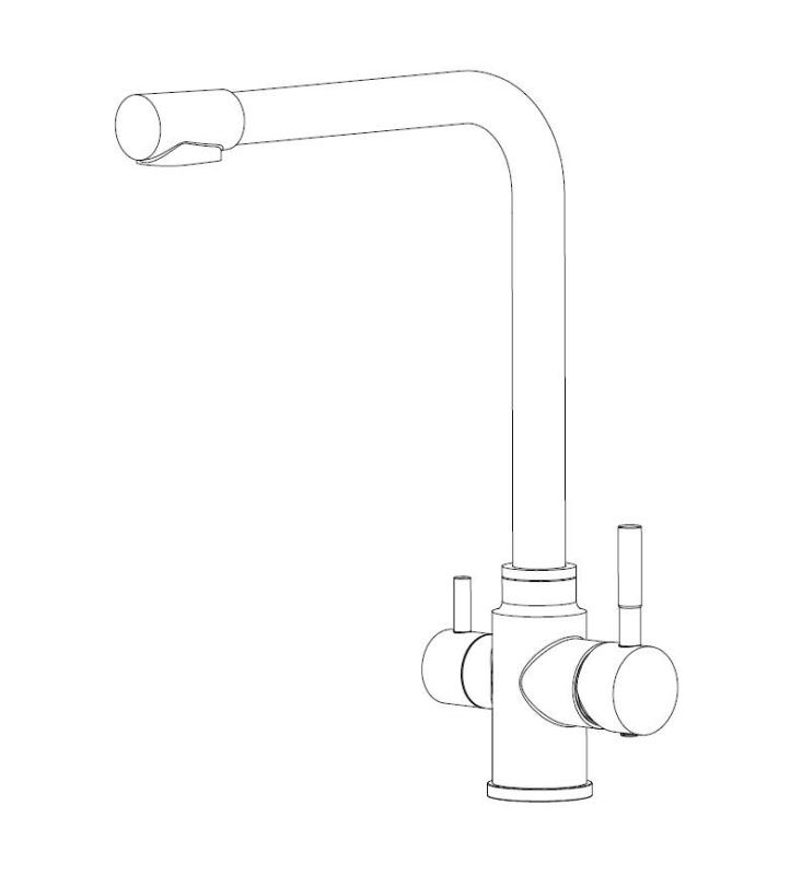 Aquanello Limpia Massiv 3-vejs køkkenarmatur i rustfrit stål med filtreret vand SS-1600-LP