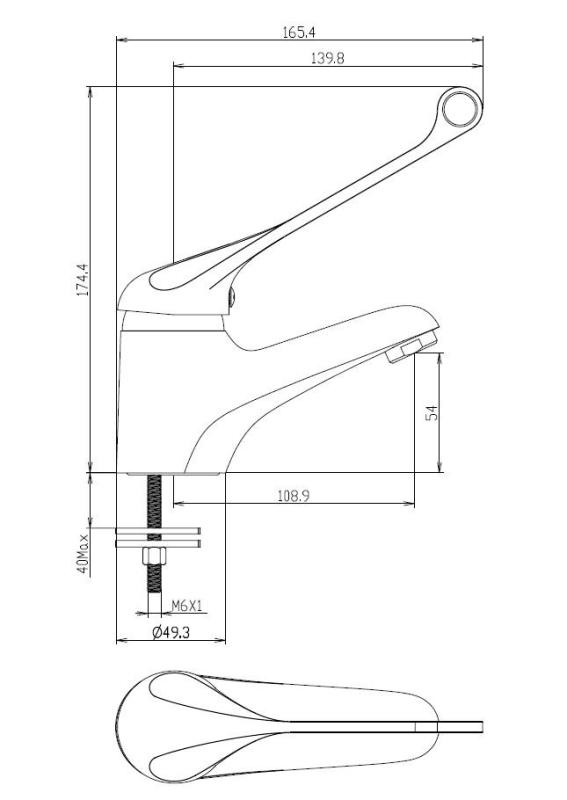 Aquanello Medic Håndvaskarmatur med ekstra lang håndtag, krom CR-1103-MD